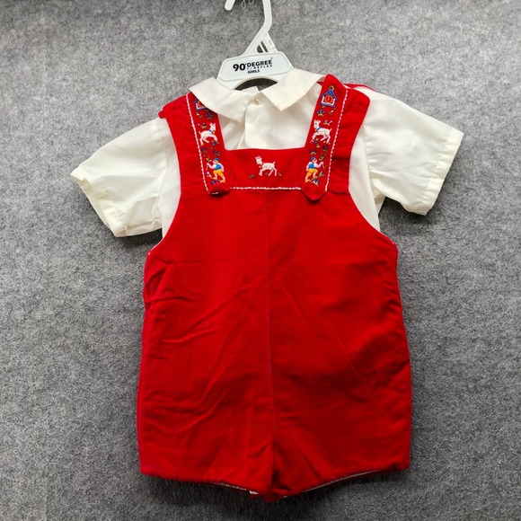 Imp Originals Other - Vintage 70s 80s Imp Originals Toddler 3T Red Velvet Swiss Chalet Romper Set